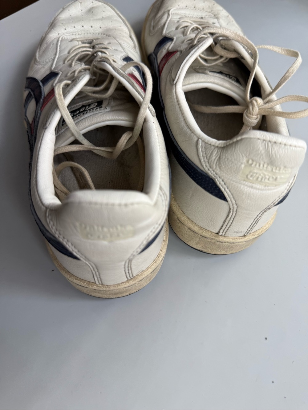 Onitsuka Tiger GSM SD Unisex Leather Sneakers Cream Navy Red EU 39 Women 7.5 - Picture 6 of 10